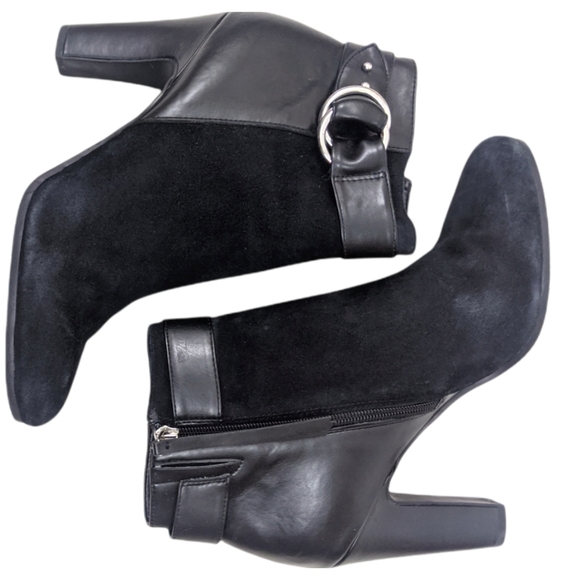 Sam Edelman Shaleigh Leather Ankle Boots 10 Black Booties Block Heel - Picture 2 of 16